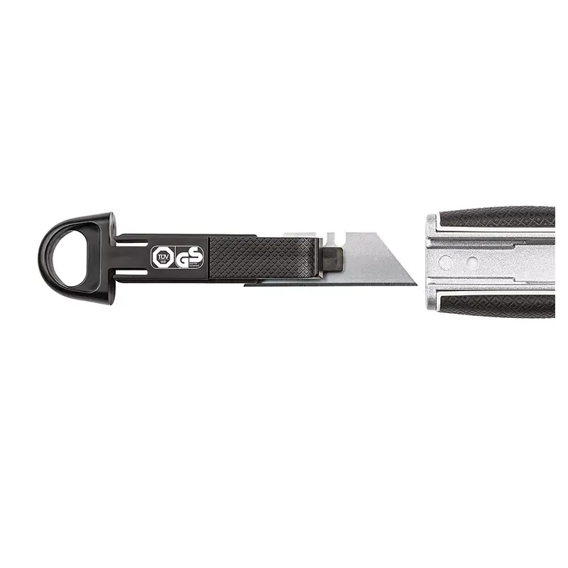 WEDO 78820 cutter per mancini, lama trapezoidale, corpo in metallo, con 2 lame, nero/argento