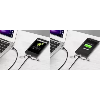 Cavo USB Renkforce RF-4600467 0,5m USB A USB C/Micro-USB B/Lightning grigio