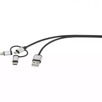 Cavo USB Renkforce RF-4600467 0,5m USB A USB C/Micro-USB B/Lightning grigio