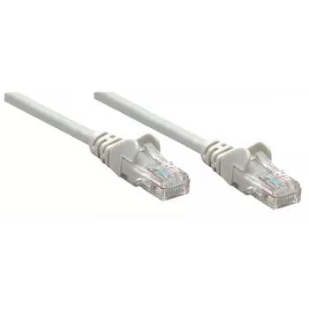 Cavo patch di rete Intellinet, Cat6, 0,25 m, grigio, rame, U/UTP, PVC, RJ45, contatti placcati oro, protezione antitorsione, guaina antitorsione, garanzia a vita