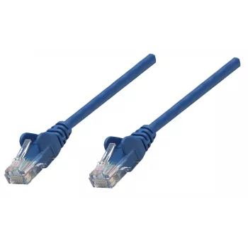 Cavo patch di rete Intellinet, Cat6, 7,5 m, blu, rame, U/UTP, PVC, RJ45, contatti placcati oro, protezione linguetta, guaina colata, garanzia a vita