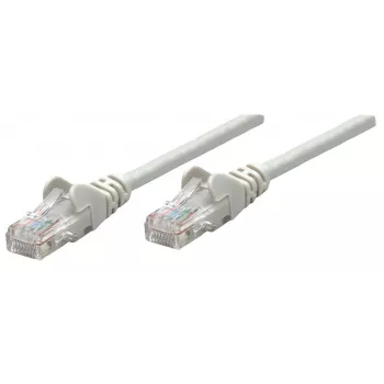 Cavo patch di rete Intellinet, Cat6, 0,25 m, grigio, CCA, U/UTP, PVC, RJ45, contatti placcati oro, senza linguetta, guaina antitorsione, garanzia a vita