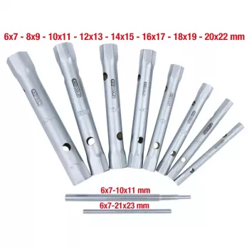 KS Tools Classic 518.0900 Set di chiavi a tubo, 10 pz., 6x7-20x22 mm