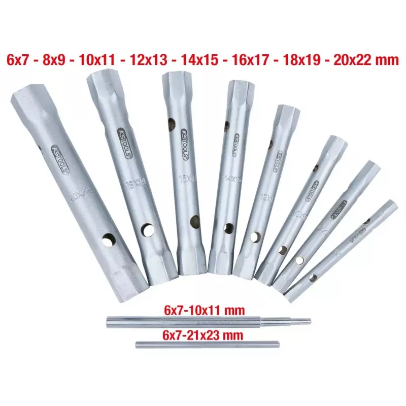 KS Tools Classic 518.0900 Set di chiavi a tubo, 10 pz., 6x7-20x22 mm