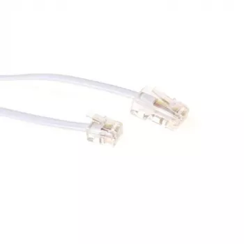 Cavo telefonico piatto ACT bianco da 2 metri con connettori RJ11 e RJ45