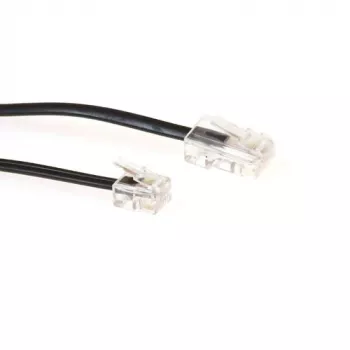 Cavo telefonico piatto ACT nero da 3 metri con connettori RJ11 e RJ45
