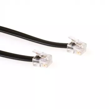 Cavo telefonico piatto ACT nero da 5 metri con connettori RJ12, 5 m, RJ-12, RJ-12, maschio, maschio, nero