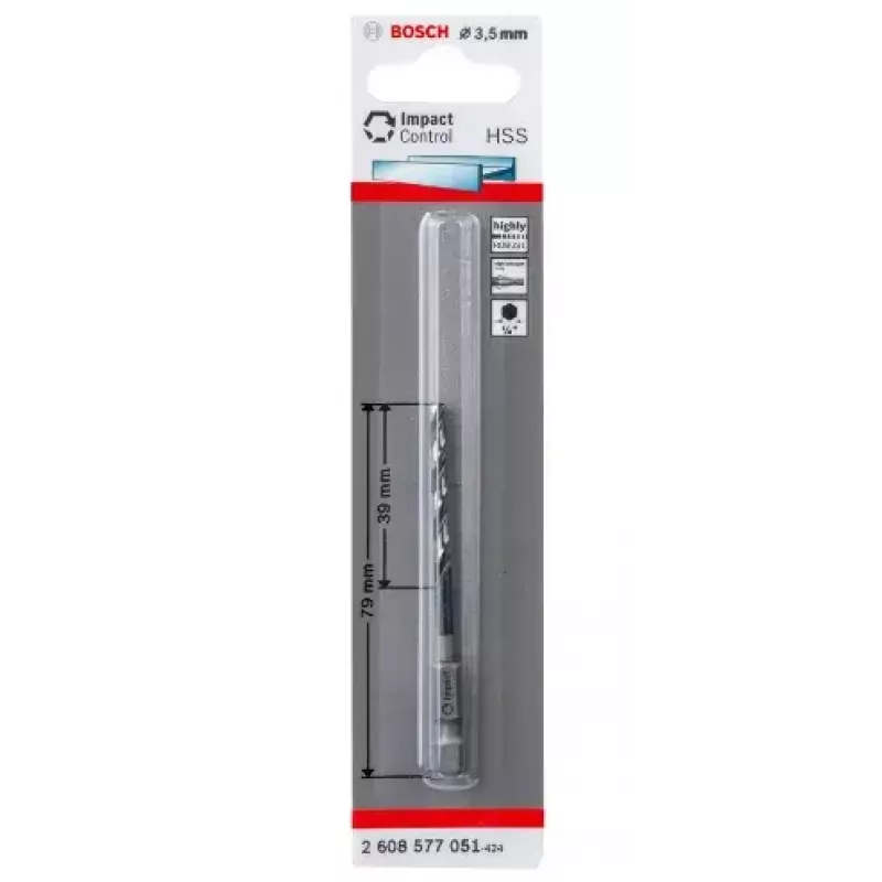 Bosch 2608577051 Punta elicoidale per metallo 3,5 mm, lunghezza totale 79 mm