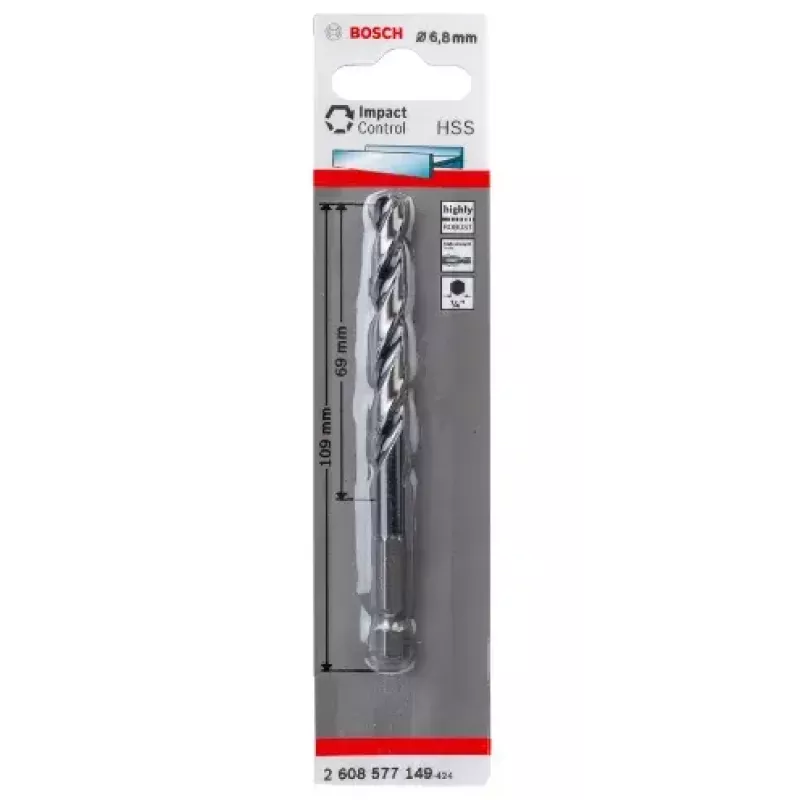 Bosch 2608577149 Punta elicoidale per metallo 6,8 mm, lunghezza totale 109 mm