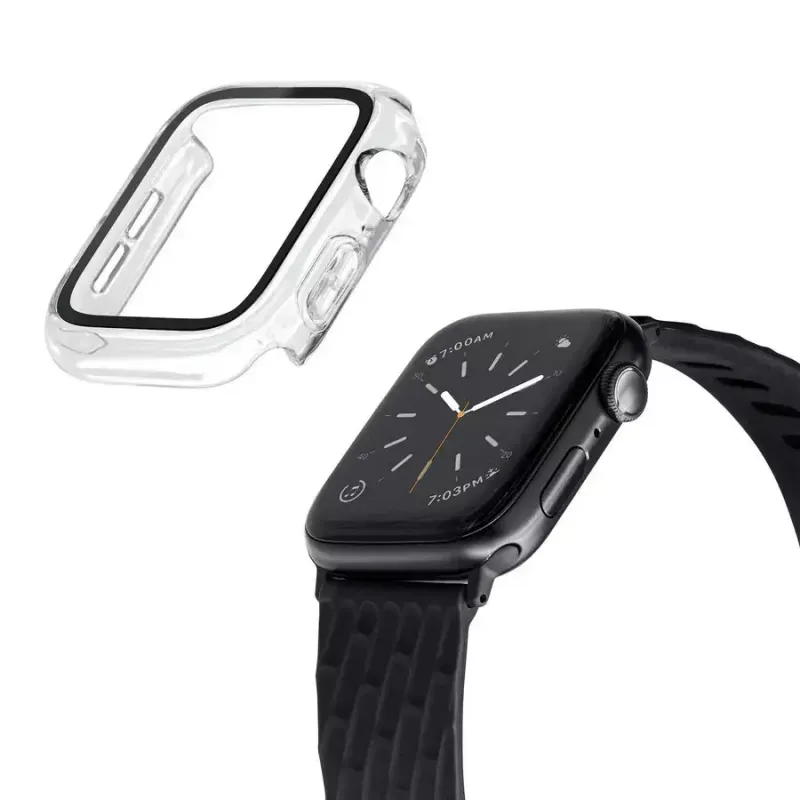 Custodia per smartwatch LAUT Shield trasparente vetro policarbonato PC per Apple Watch 44/45mm