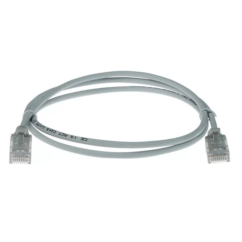 ACT grigio 10 metri LSZH U/UTP CAT6 cavo patch slimline per data center con scarico di trazione e connettori RJ45