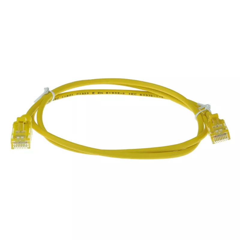 ACT giallo 10 metri LSZH U/UTP CAT6 cavo patch slimline per data center senza fermo con connettori RJ45