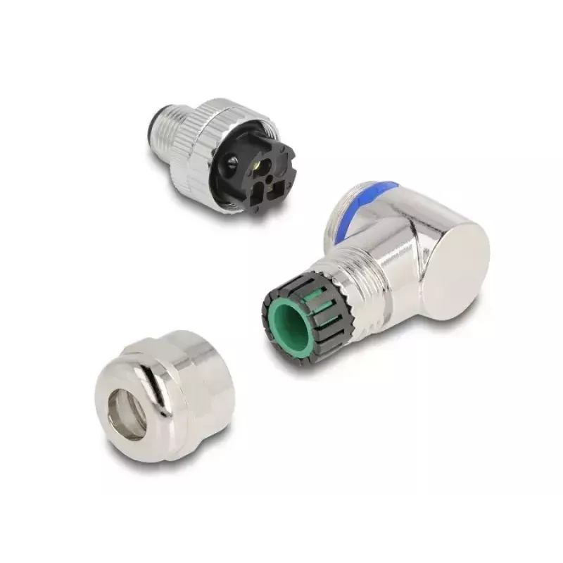 Connettore M12 DeLOCK codifica A 3 poli connettore maschio 90° angolare metallo