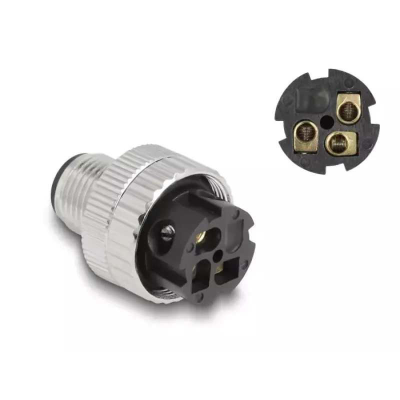 Connettore M12 DeLOCK codifica A 3 poli connettore maschio 90° angolare metallo