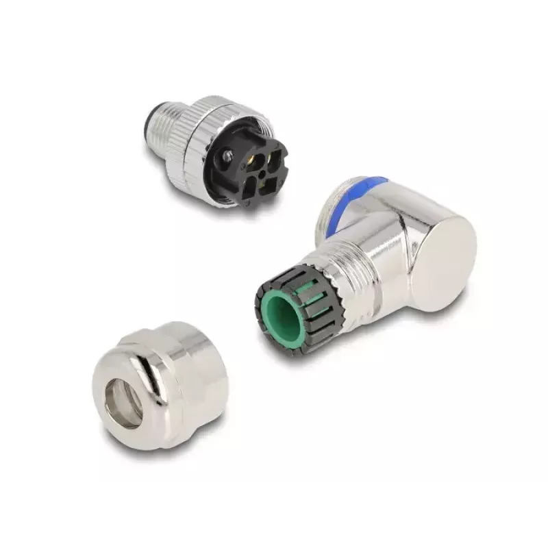 Connettore M12 DeLOCK codifica A 4 poli connettore maschio 90° angolare metallo
