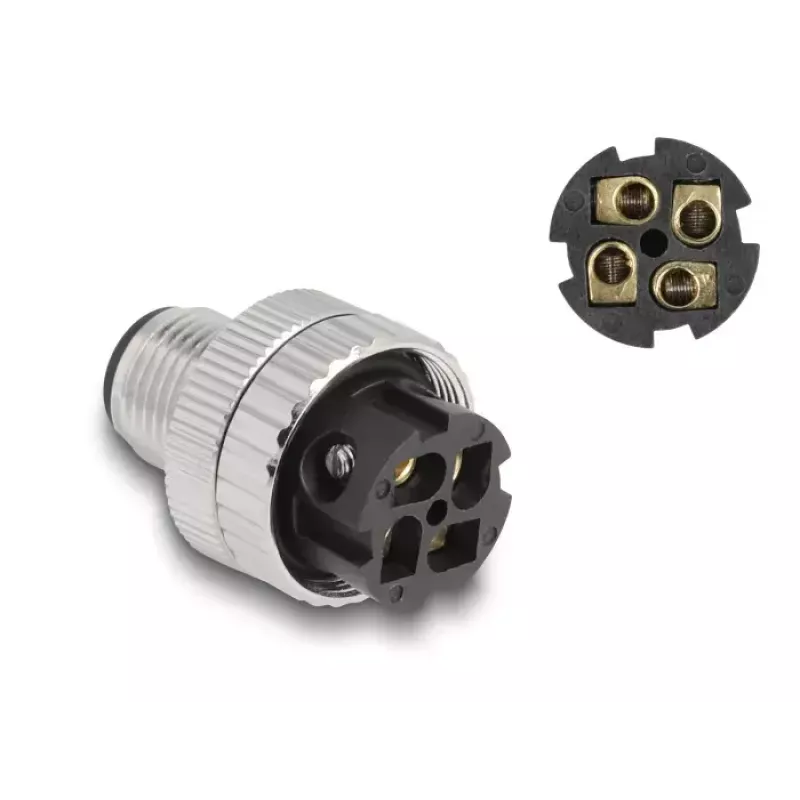 Connettore M12 DeLOCK codifica A 4 poli connettore maschio 90° angolare metallo