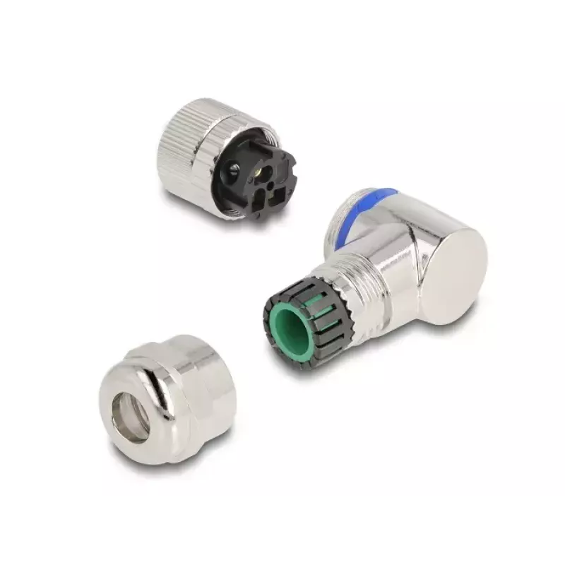 Connettore M12 DeLOCK codifica A 3 poli connettore femmina 90° angolare metallo