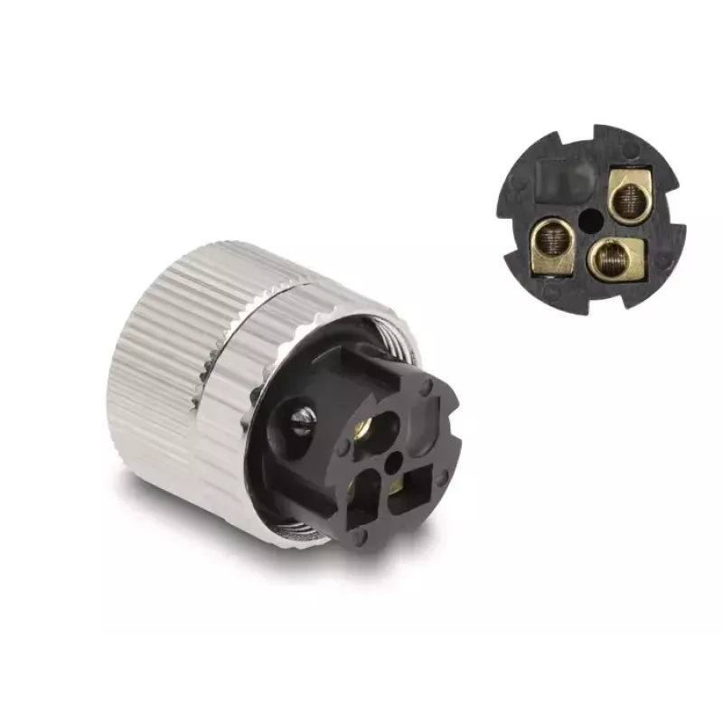 Connettore M12 DeLOCK codifica A 3 poli connettore femmina 90° angolare metallo