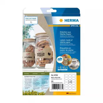 Etichetta adesiva HERMA 10763 permanente marrone 360 pezzi ellisse 63,5x42,3 mm