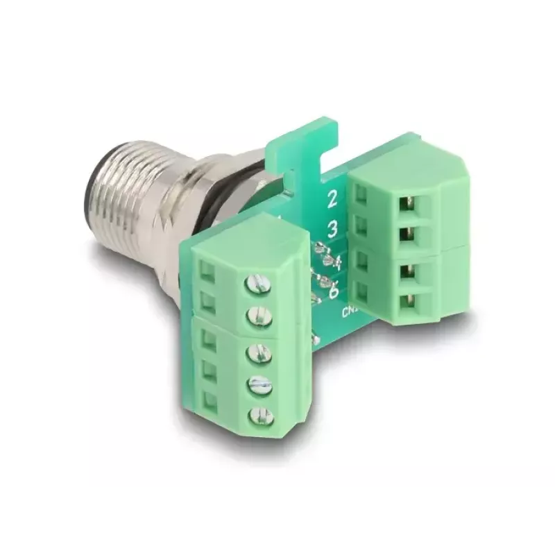 Adattatore modulo di trasferimento DeLOCK M12 8 poli codifica A connettore maschio su morsettiera a 9 poli