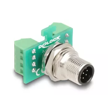 Adattatore modulo di trasferimento DeLOCK M12 8 poli codifica A connettore maschio su morsettiera a 9 poli