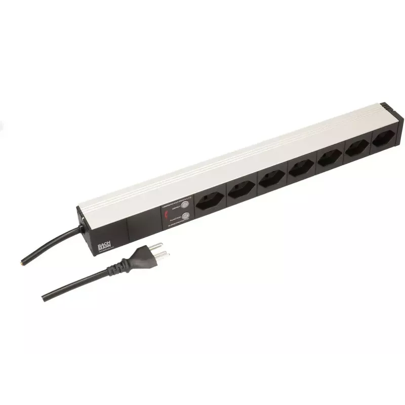 Bachmann 333.0382 ciabatta 19 pollici, 7 prese T23 (CH), protezione da sovratensione, 3 m, nero