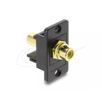 Modulo keystone DELOCK 91113 con connettori femmina RCA su RCA, forma piatta, nero/giallo