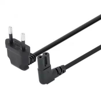 Manhattan cavo di alimentazione (ad angolo), connettore maschio Euro 2 pin (CEE 7/16 Euro 8) a connettore femmina C7 (cavo a 8), 2 m, 2,3A, nero, piombo, garanzia a vita