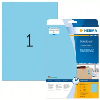 Etichette colorate HERMA A4 210x297 mm blu carta opaca 20 pezzi