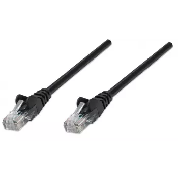 Cavo patch di rete Intellinet, Cat5e, 0,5 m, nero, CCA, U/UTP, PVC, RJ45, contatti dorati, linguetta di sicurezza, con scarico di trazione, garanzia a vita
