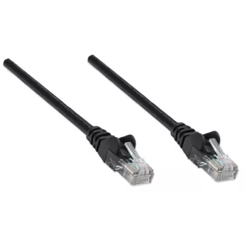 Cavo patch di rete Intellinet, Cat5e, 0,5 m, nero, CCA, U/UTP, PVC, RJ45, contatti dorati, linguetta di sicurezza, con scarico di trazione, garanzia a vita