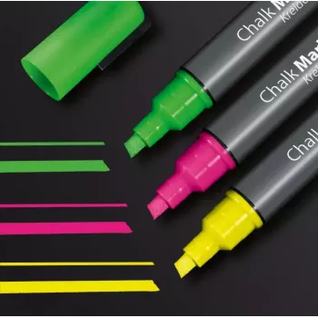 Sigel GL182 set di pennarelli a gesso, verde/rosa/giallo/nero