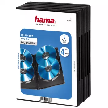 Hama DVD Quad Box, nero, confezione da 5, 4 dischi