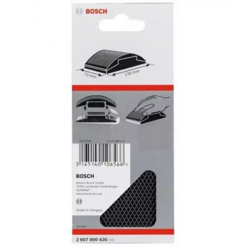 Blocco abrasivo Bosch 2 607 000 635 nero gomma 70x130mm
