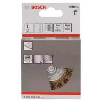 Bosch 2 608 622 130 spazzola circolare, filo ondulato ottonato, 80 mm, gambo da 6 mm