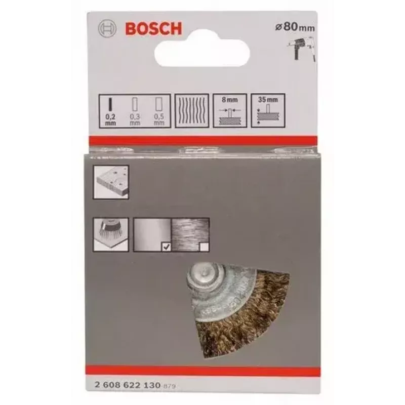 Bosch 2 608 622 130 spazzola circolare, filo ondulato ottonato, 80 mm, gambo da 6 mm