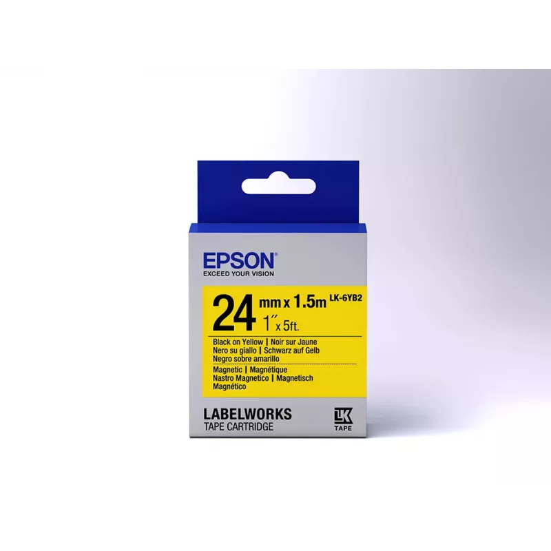 Nastro etichetta Epson magnetico LK-6YB2 nero/giallo 24 mm (1,5 m)