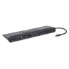 Manhattan Dock/Hub USB-C con lettore di schede e MST, connettori (x9): audio 3,5 mm, DisplayPort, Ethernet, HDMI, USB-A (x3), USB-C e VGA, con Power Delivery (100 W) al connettore USB-C (nota: alimentatore USB-C e cavo USB-C aggiuntivi necessari), tutti i connettori possono essere utilizzati contemporaneamente