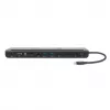 Manhattan Dock/Hub USB-C con lettore di schede e MST, connettori (x9): audio 3,5 mm, DisplayPort, Ethernet, HDMI, USB-A (x3), USB-C e VGA, con Power Delivery (100 W) al connettore USB-C (nota: alimentatore USB-C e cavo USB-C aggiuntivi necessari), tutti i connettori possono essere utilizzati contemporaneamente