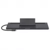 Manhattan Dock/Hub USB-C con lettore di schede e MST, connettori (x9): audio 3,5 mm, DisplayPort, Ethernet, HDMI, USB-A (x3), USB-C e VGA, con Power Delivery (100 W) al connettore USB-C (nota: alimentatore USB-C e cavo USB-C aggiuntivi necessari), tutti i connettori possono essere utilizzati contemporaneamente