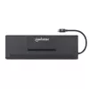 Manhattan Dock/Hub USB-C con lettore di schede e MST, connettori (x9): audio 3,5 mm, DisplayPort, Ethernet, HDMI, USB-A (x3), USB-C e VGA, con Power Delivery (100 W) al connettore USB-C (nota: alimentatore USB-C e cavo USB-C aggiuntivi necessari), tutti i connettori possono essere utilizzati contemporaneamente