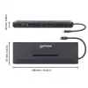 Manhattan Dock/Hub USB-C con lettore di schede e MST, connettori (x9): audio 3,5 mm, DisplayPort, Ethernet, HDMI, USB-A (x3), USB-C e VGA, con Power Delivery (100 W) al connettore USB-C (nota: alimentatore USB-C e cavo USB-C aggiuntivi necessari), tutti i connettori possono essere utilizzati contemporaneamente