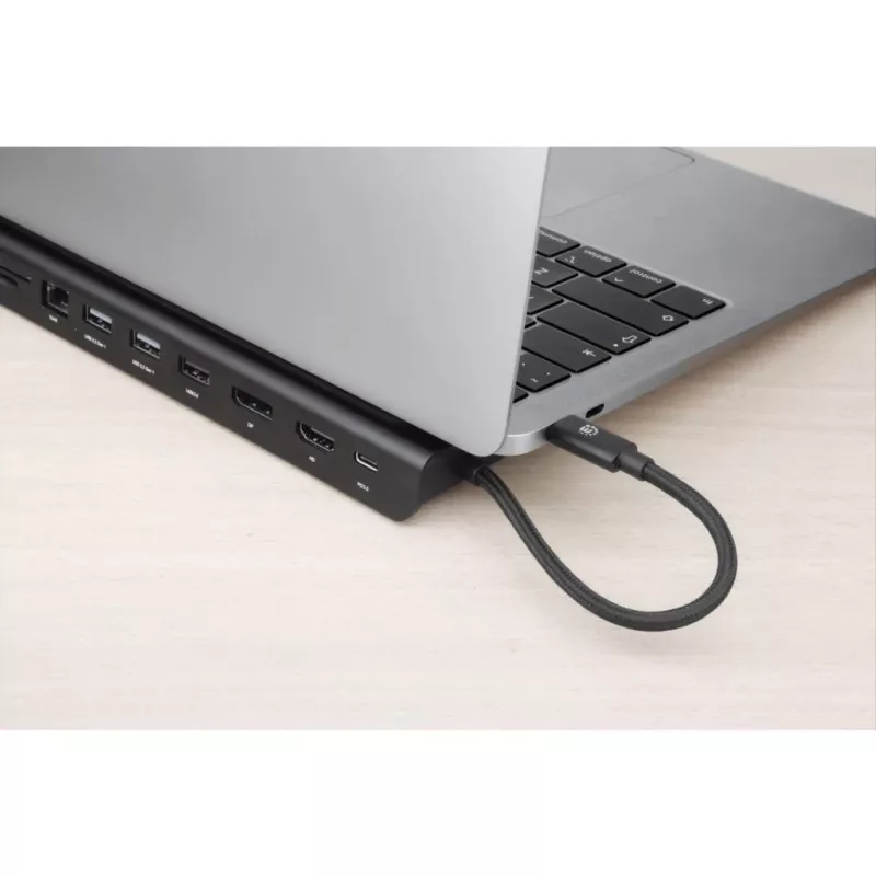 Manhattan Dock/Hub USB-C con lettore di schede e MST, connettori (x9): audio 3,5 mm, DisplayPort, Ethernet, HDMI, USB-A (x3), USB-C e VGA, con Power Delivery (100 W) al connettore USB-C (nota: alimentatore USB-C e cavo USB-C aggiuntivi necessari), tutti i connettori possono essere utilizzati contemporaneamente