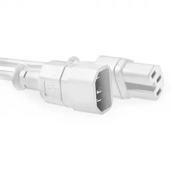 Cavo di alimentazione ACT C14 - C15 bianco 1,2 m, 1,2 m, connettore femmina C14, connettore femmina C15, 250 V, 10 A