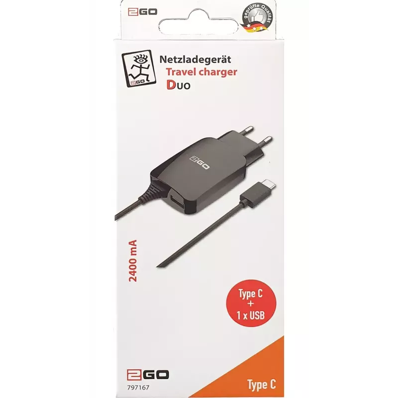 Caricabatterie da interno 2GO 797167 universale nero AC 5V cavo 1,4m
