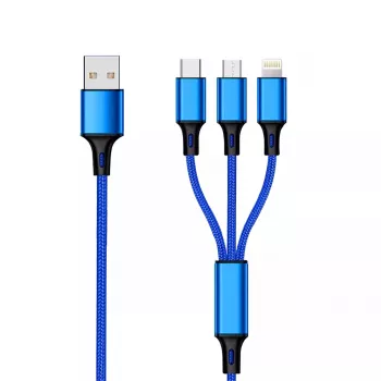 Cavo USB 2GO 797151 1,5 m USB-B USB-C/micro-USB-B/Lightning nero blu