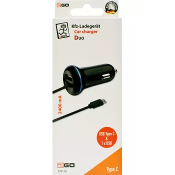 Caricabatterie mobile 2GO 797170 universale nero accendisigari auto 12/24V USB 1,4m