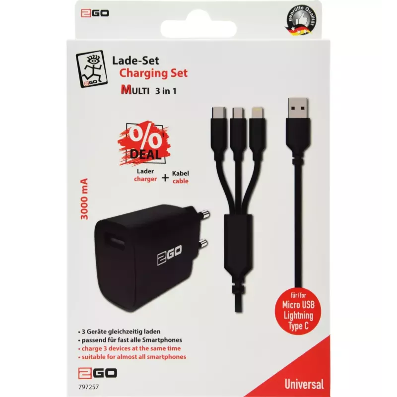 Caricabatterie mobile 2GO 797257 universale nero AC interni 5V