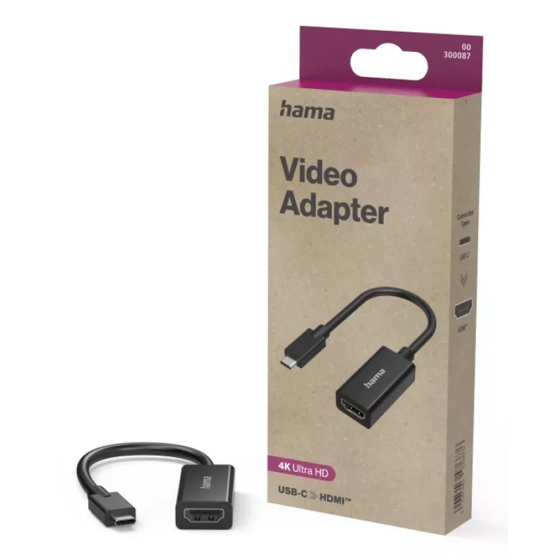 Adattatore video HAMA USB-C su HDMI Ultra-HD 4K (modello 00300087) – connessione passiva per video/audio