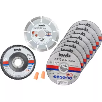 Set di dischi da taglio KWB 712041 set starter 10 pezzi attacco piatto per mattoni, marmo, acciaio